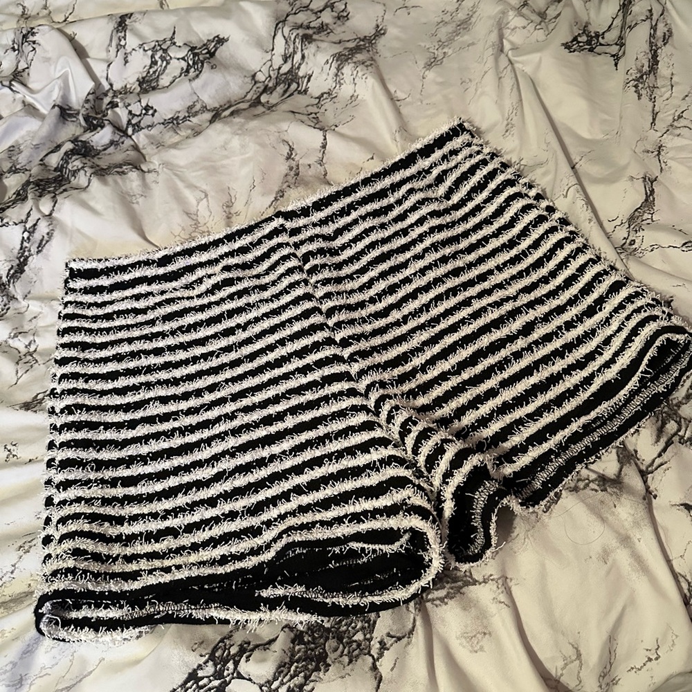 SHEIN Black and White Striped Women Shorts